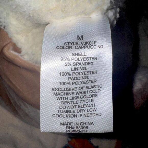 Cappuccino Tan Super Soft Velvet Puffer Coat with Sherpa Interior - Picture 8 of 8